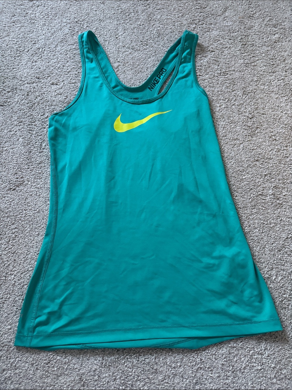 Nike Women’s Teal Tank Top with Yellow Swoosh